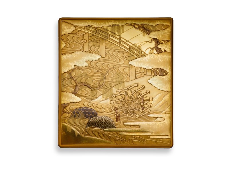 A lacquer suzuribako [writing box], Meiji period, late 19th – early 20th century | 柳橋水車蒔絵硯箱　明治時代　19世紀後半～20世紀前半 - 图2