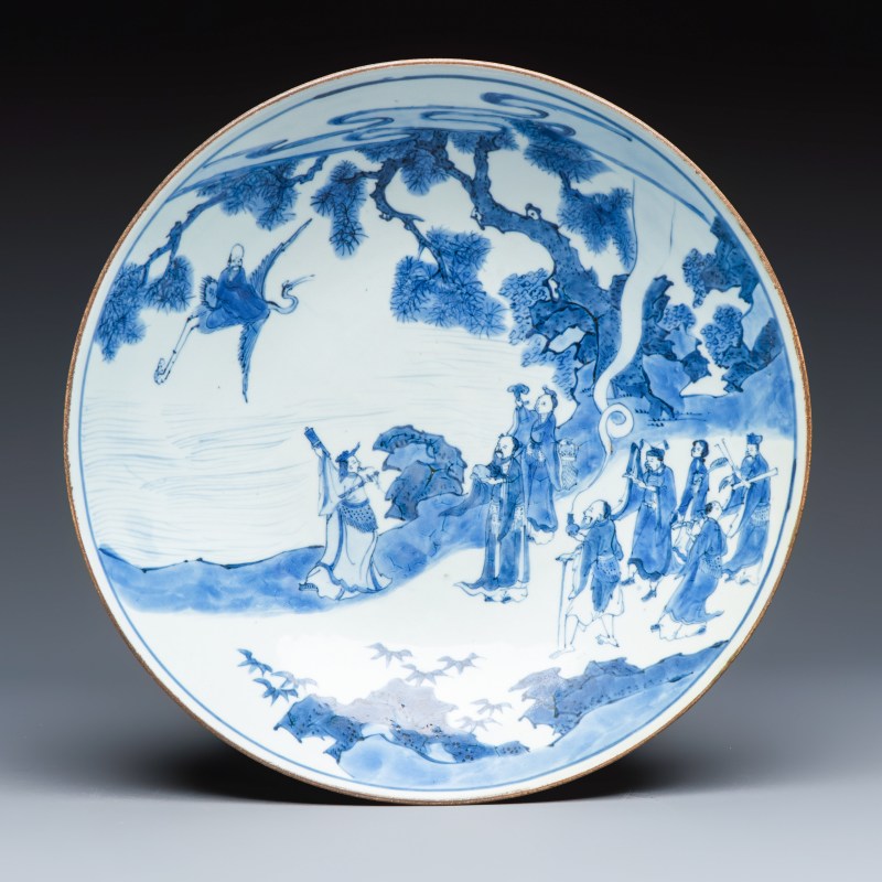 八仙祝壽 | A Chinese blue and white 'Ba Xian Zhu Shou 八仙祝壽' dish