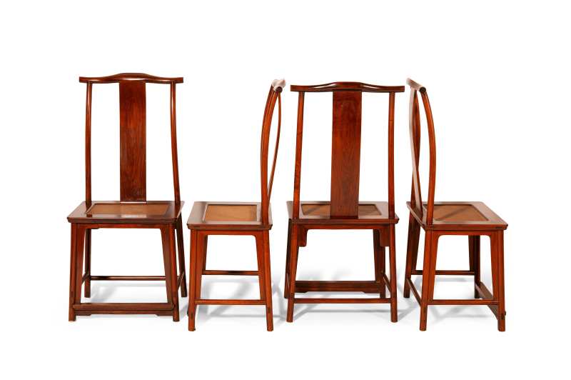A set of six huanghuali and jichimu 'officials hat' side chairs - 图4