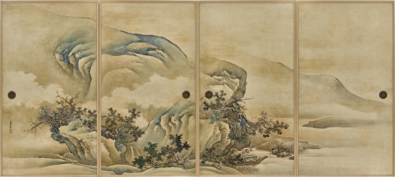 Tani Buncho (1763-1841), Latter Ode to the Red Cliff (Go Sekiheki zu), Edo period, 19th century | 谷文晁　後赤壁図襖　江戸時代後期　19世紀前半 - 图1