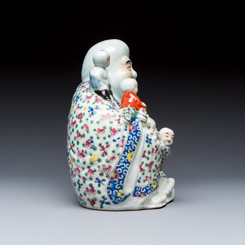A Chinese famille rose Milefo Buddha with playing boys - 图5