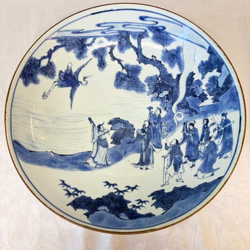 八仙祝壽 | A Chinese blue and white 'Ba Xian Zhu Shou 八仙祝壽' dish - 图3