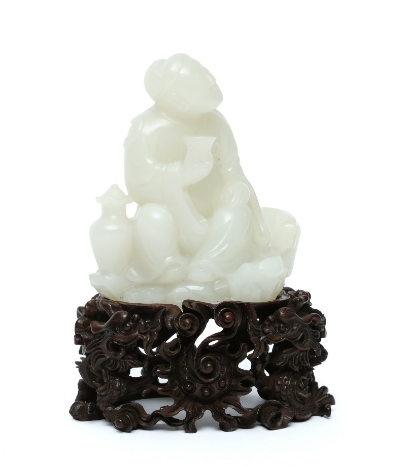 An exceptional white jade figure, Qianlong mark and of the period (1736-1795) - 图2