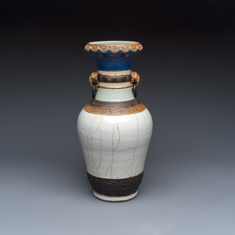 An unusual Chinese Nanking vase decorated with various glazes - 图1