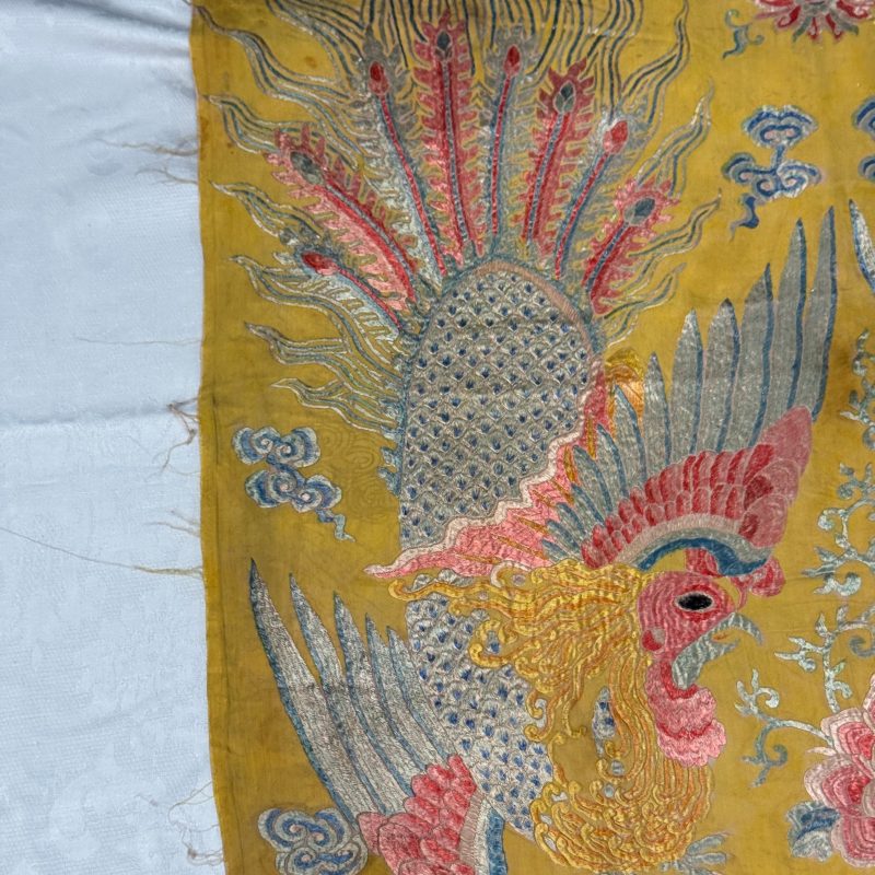 A pair of Chinese yellow-ground embroidered 'Dragons' and 'Phoenixes' panels - 图15