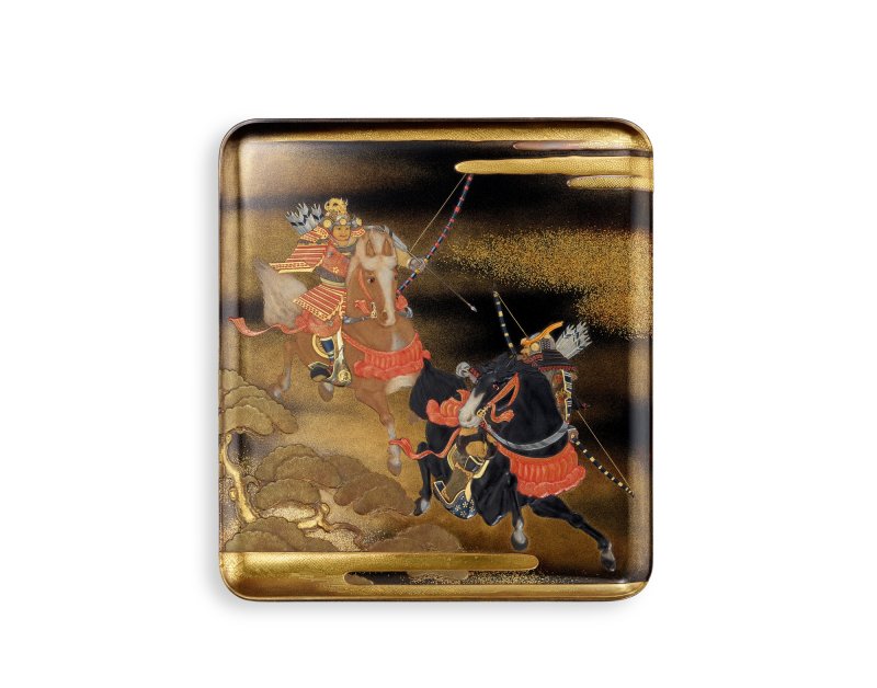 Nishimura Hikobei VIII (1887-1965) and Segawa Shoryu (active early 20th century), A Zohiko lacquer ryoshibako [document box] and suzuribako [writing box] ensuite, Meiji – Showa period, late 19th – early 20th century | 象彦（八代西村彦兵衛）瀬川嘯流　義家奥州征伐蒔絵料紙硯箱　明治～昭和時代　19世紀後半～20世紀前半 - 图11