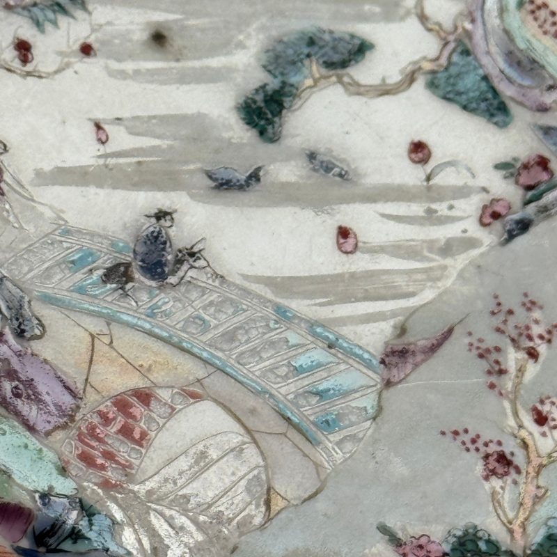 Four Chinese famille rose plates with floral and landscape design - 图47