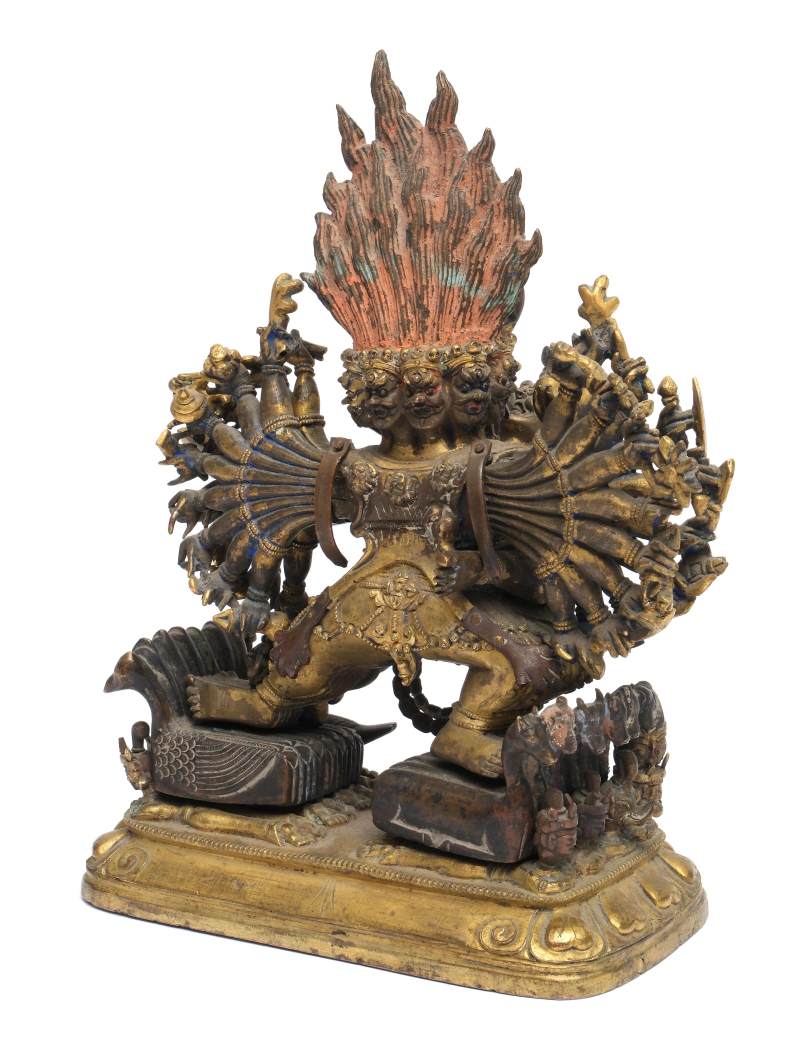 A parcel gilt-bronze figure of Yamantaka Vajrabhairava and Vajravetali - 图3