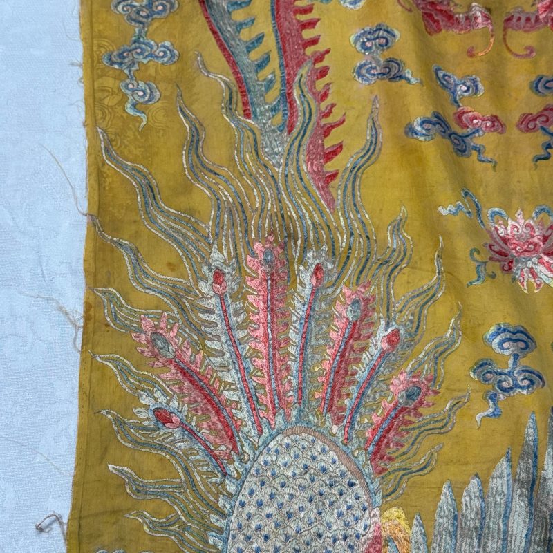 A pair of Chinese yellow-ground embroidered 'Dragons' and 'Phoenixes' panels - 图16