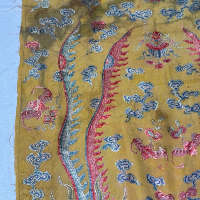 A pair of Chinese yellow-ground embroidered 'Dragons' and 'Phoenixes' panels - 图17