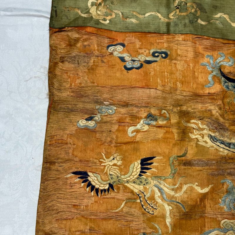 A Chinese embroidered silk 'Dragon and Phoenixes' panel - 图7