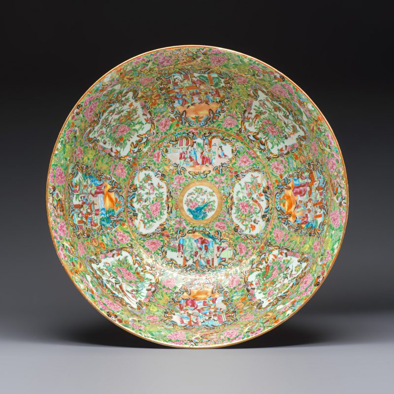 A massive Chinese Canton export famille rose punch bowl with narrative design - 图2