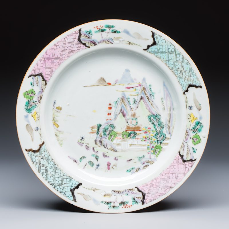 A collection of 13 Chinese famille rose 'Landscape' plates and dishes - 图16