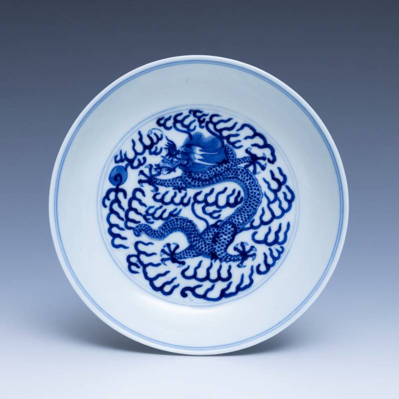 A pair of blue and white 'dragon' dishes, Guangxu mark and of the period (1875-1908) - 图5