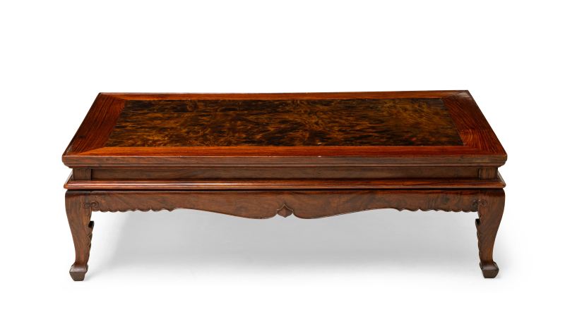 A burlwood-inset huanghuali low table, Kangzhuo