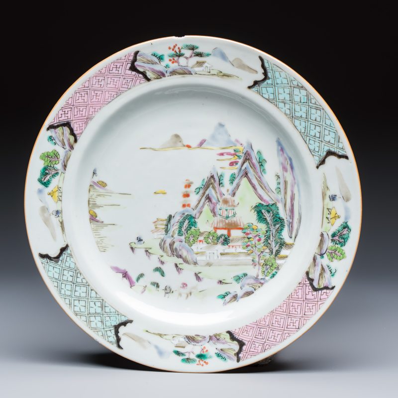 A collection of 13 Chinese famille rose 'Landscape' plates and dishes - 图20