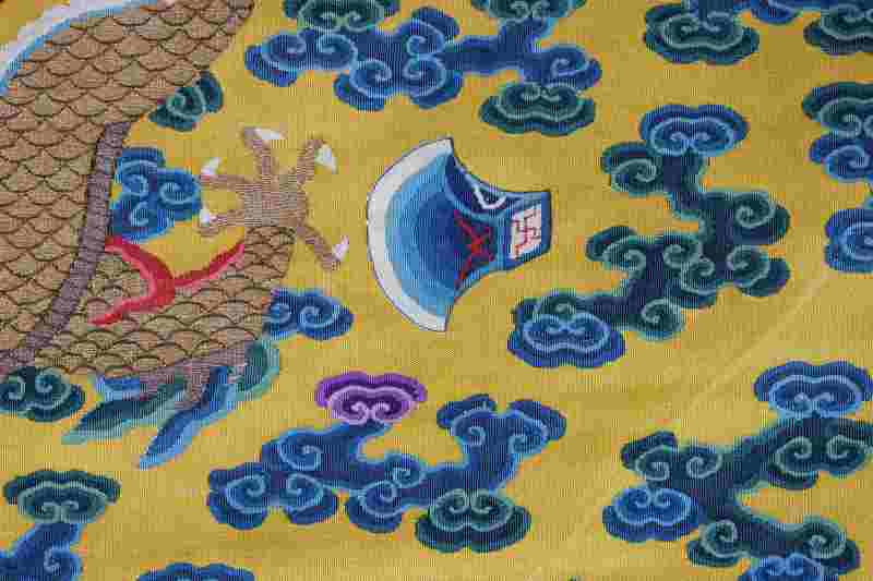A rare yellow-ground silk kesi Twelve-Symbol semi formal dragon robe, Longpao - 图7