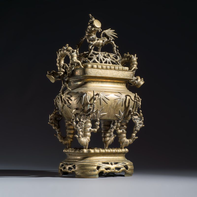 A Vietnamese bronze covered censer and stand