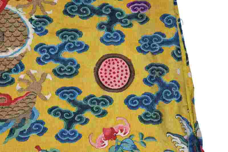 A rare yellow-ground silk kesi Twelve-Symbol semi formal dragon robe, Longpao - 图19