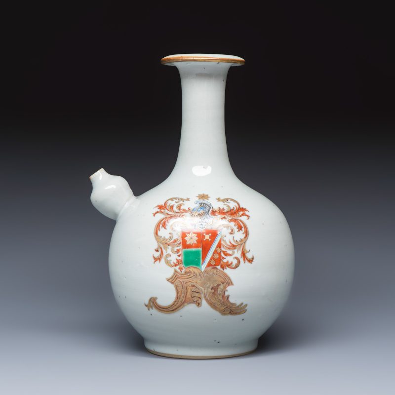 A very rare Chinese famille rose armorial kendi with the arms of De Heere for the Dutch market