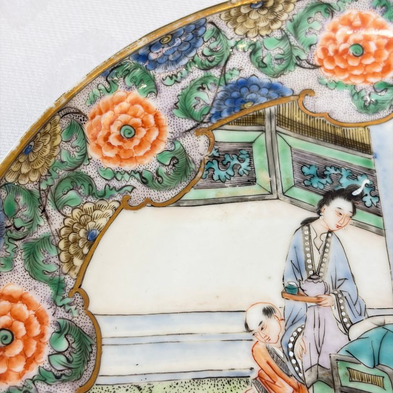 A set of six Chinese Canton famille verte plates with narrative design - 图74