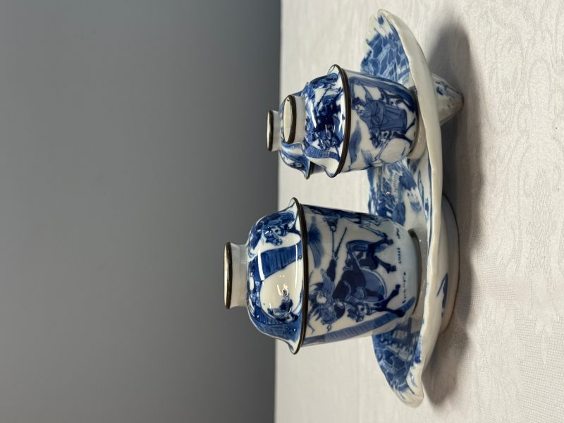 A Chinese blue and white 'Bleu de Hue' four-piece tea set - 图17