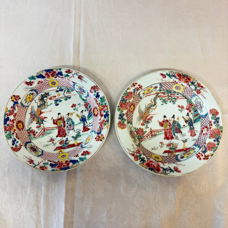 吹蕭引鳳 | A pair of Chinese famille rose 'Chui Xiao Yin Feng 吹蕭引鳳' plates - 图3