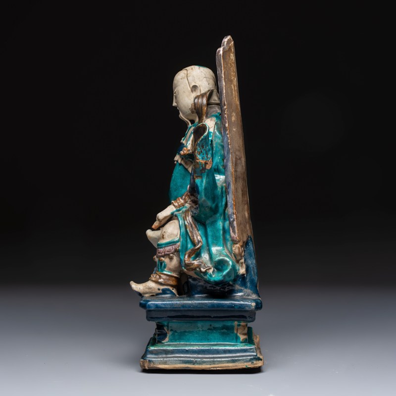A Chinese Fahua-glazed stoneware model of Zhenwu - 图3