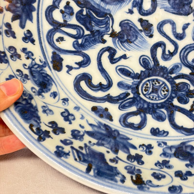 A Chinese blue and white 'Buddhist Lions' dish - 图10