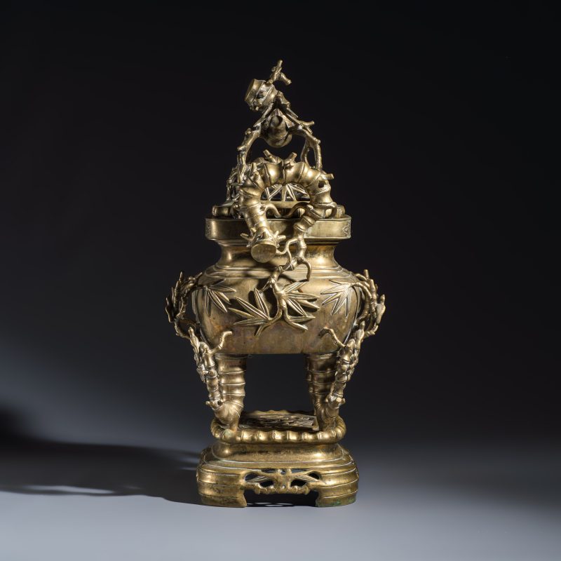 A Vietnamese bronze covered censer and stand - 图3