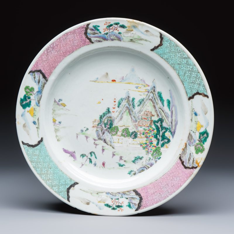 A collection of 13 Chinese famille rose 'Landscape' plates and dishes - 图26