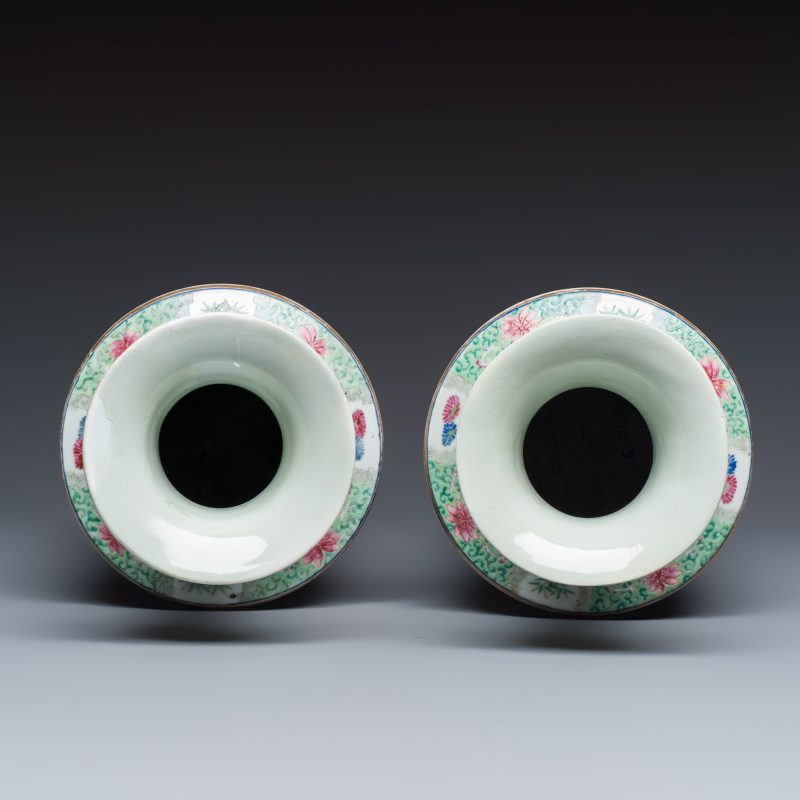 A pair of Chinese famille rose 'Court Lady in a Garden Setting' vases - 图6