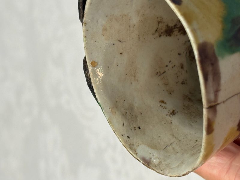 A Chinese famille verte sancai biscuit rhyton or libation cup in the shape of a buffalo head - 图18
