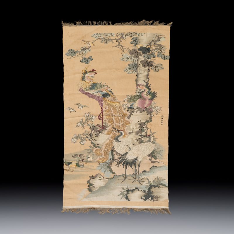 A Chinese kesi 'Phoenixes and Birds' panel