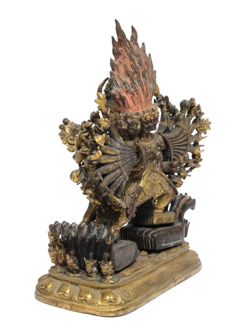 A parcel gilt-bronze figure of Yamantaka Vajrabhairava and Vajravetali - 图4