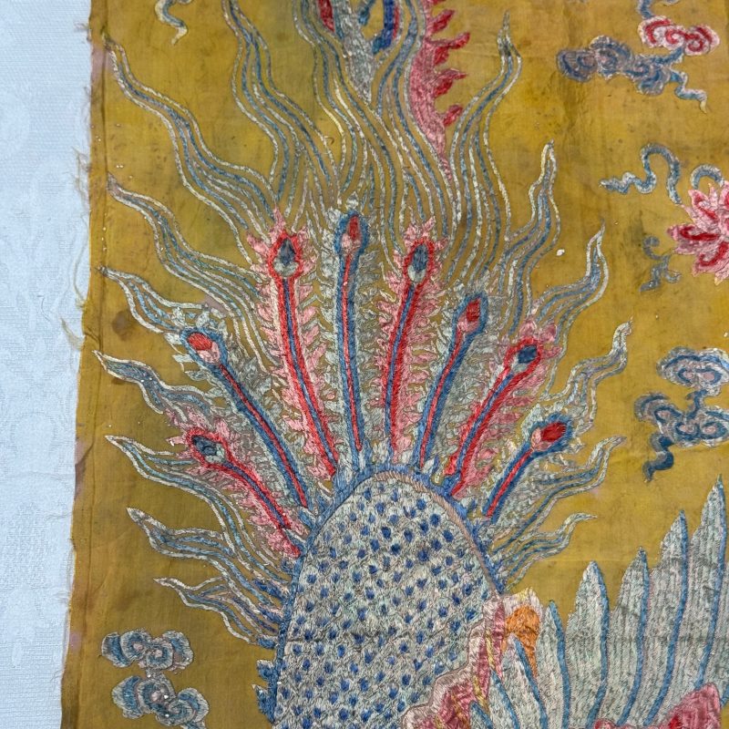 A pair of Chinese yellow-ground embroidered 'Dragons' and 'Phoenixes' panels - 图33