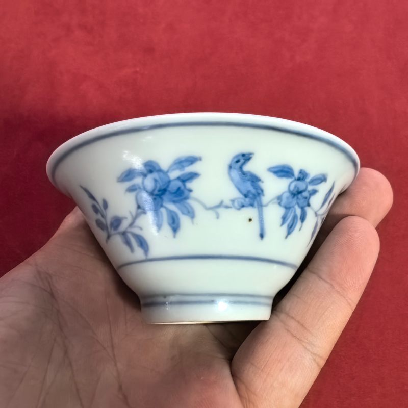 明中期 青花花鸟纹杯 - 图9