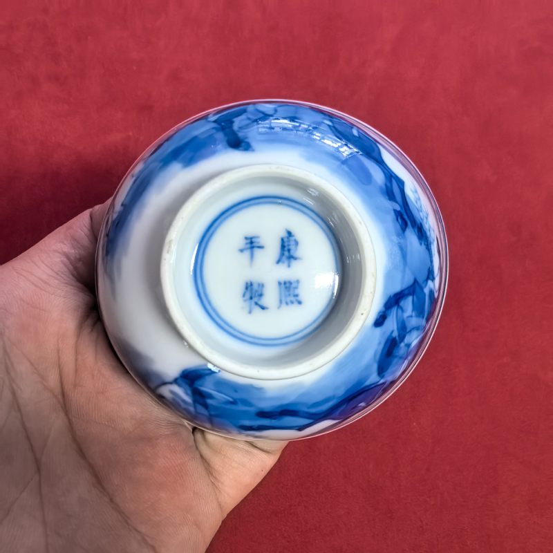 清晚期 青花狩猎图杯 - 图12