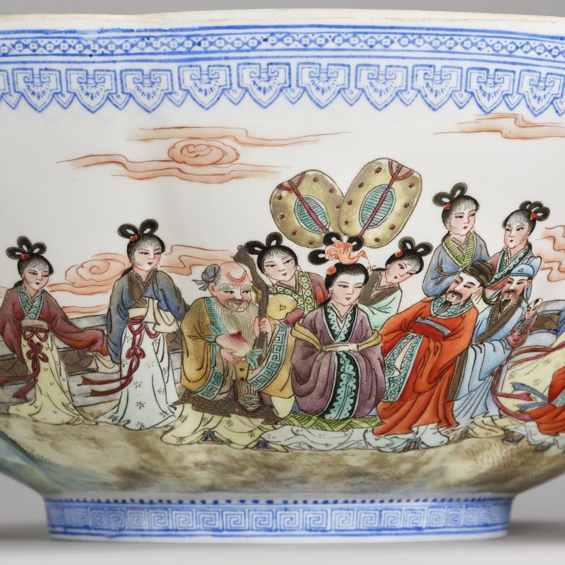 20世纪80年代 粉彩八仙人物祝寿大碗 - 图9
