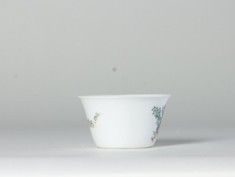 清中期 粉彩高士图马蹄杯 - 图3