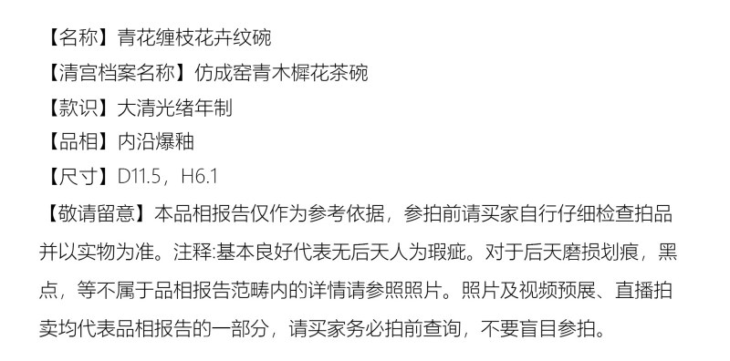 清光绪 青花缠枝花卉纹碗 - 图2