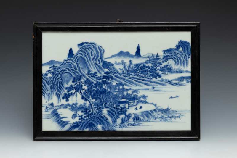 A blue and white 'landscape' plaque - 图2