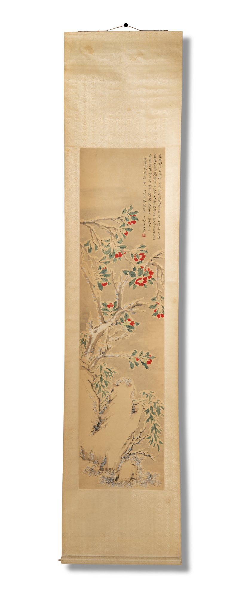 A winter scene with flowers by Deng Shiru (1743-1805)
