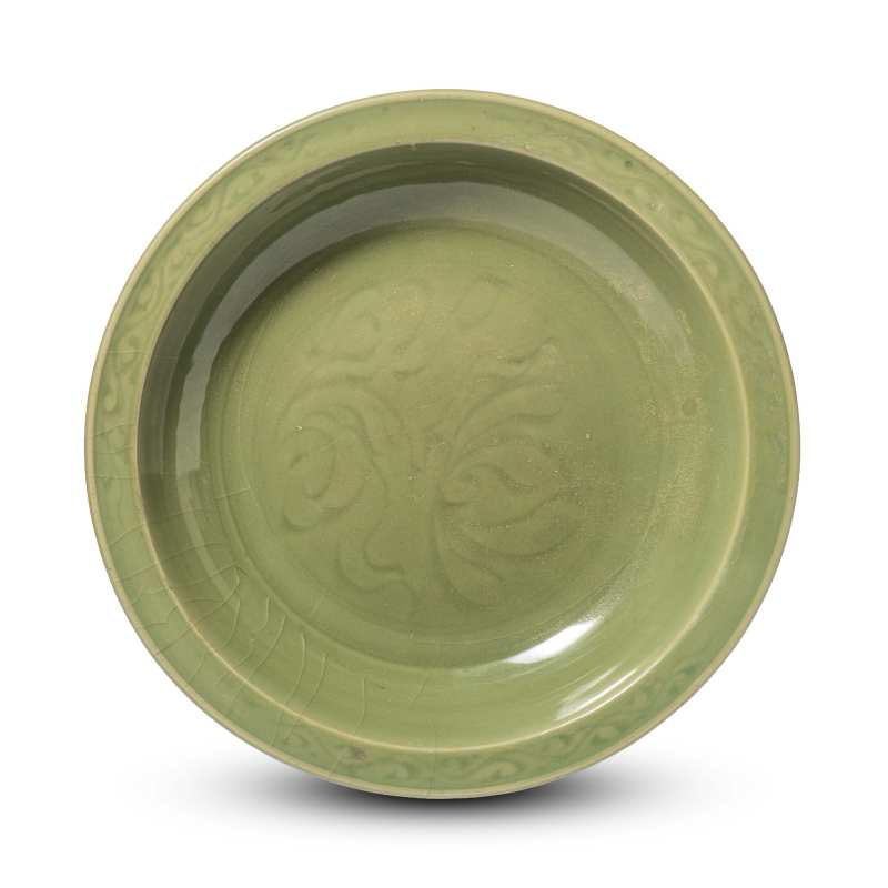 A large Longquan celadon charger