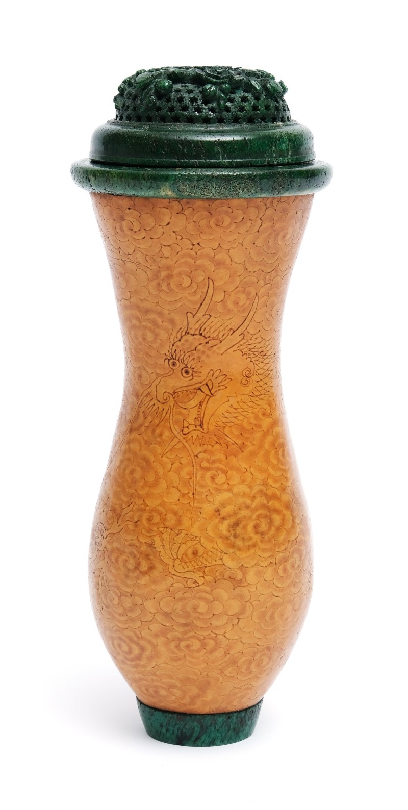 A gourd cricket box with an incised five-clawed dragon - 图2