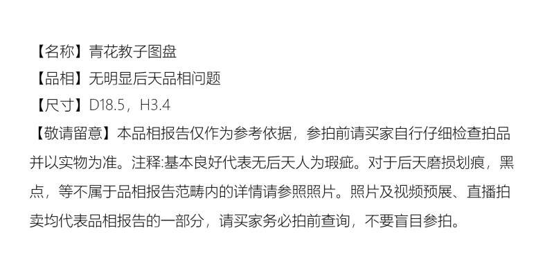 清康熙 青花教子图盘 - 图2