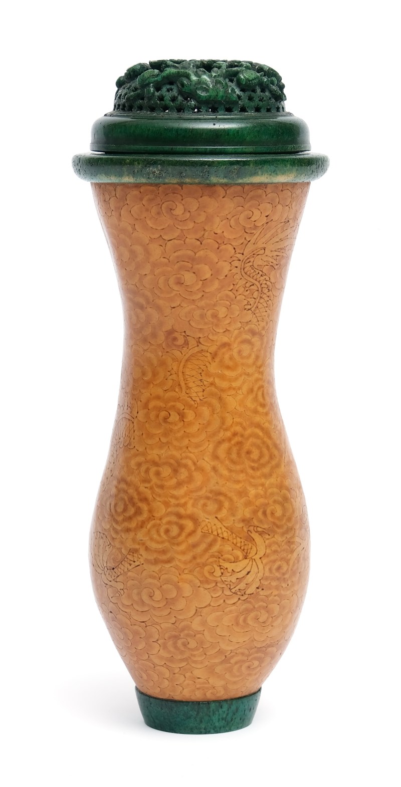 A gourd cricket box with an incised five-clawed dragon - 图3