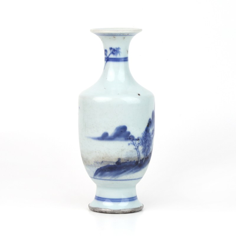 清乾隆 青花山水纹琵琶尊 - 图3