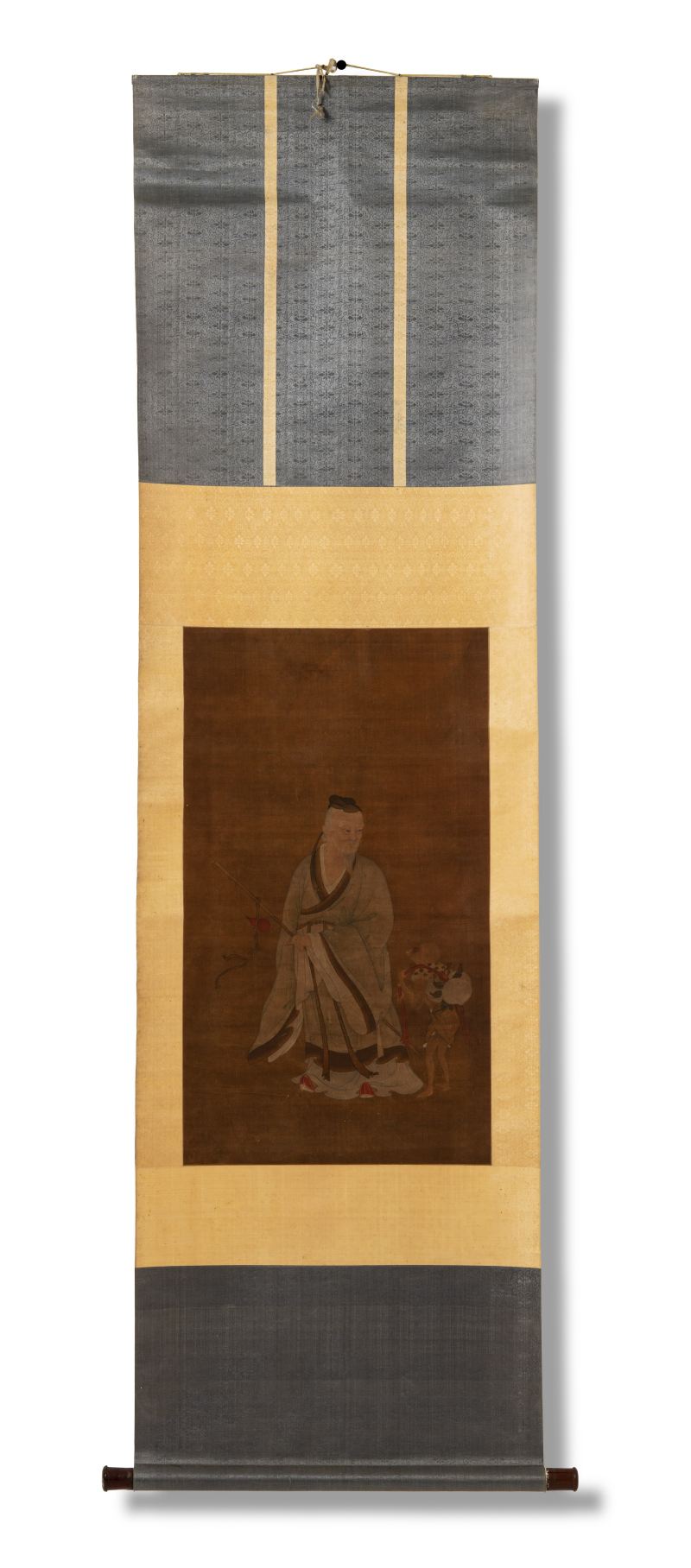 A painting of Dongfang Shuo (Daoist immortal) and a monkey carrying the stolen peaches of immortality from the Goddess Xi - 图1