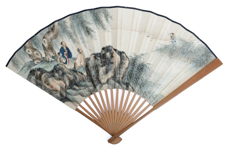 Three hand-painted paper fans - 图3